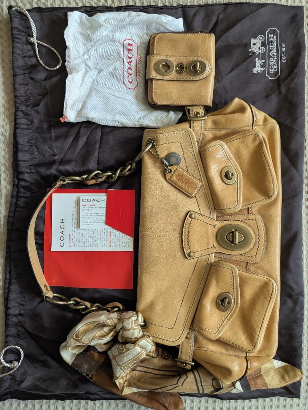 RARE Coach Legacy Collection Set Bag Wallet Scarf Leather H0769-11128